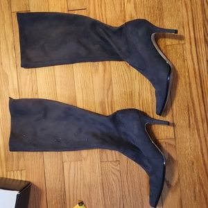 Charcoal Grey Faux Suede Knee Boots Size 10